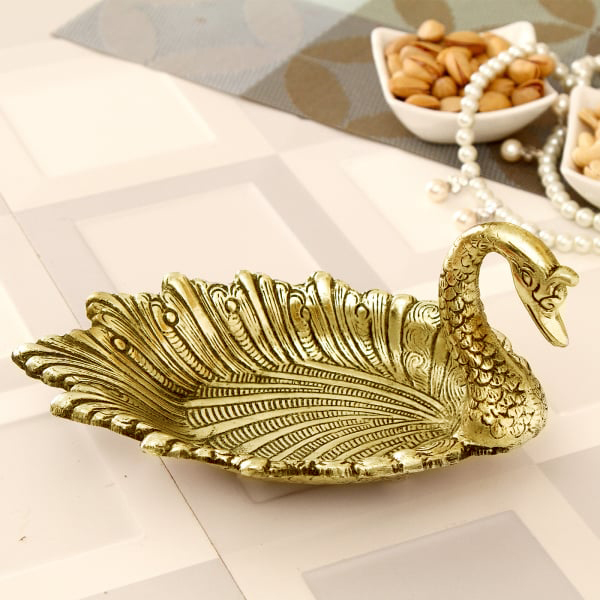 Oxidized Metal Swan Shape Decorative bowl Dry Fruit Tray for Flower Petal, Snacks Platter - Image 3