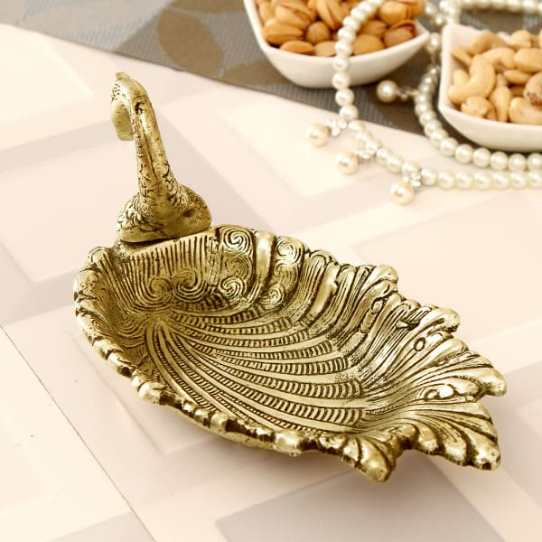 Oxidized Metal Swan Shape Decorative bowl Dry Fruit Tray for Flower Petal, Snacks Platter - Image 2