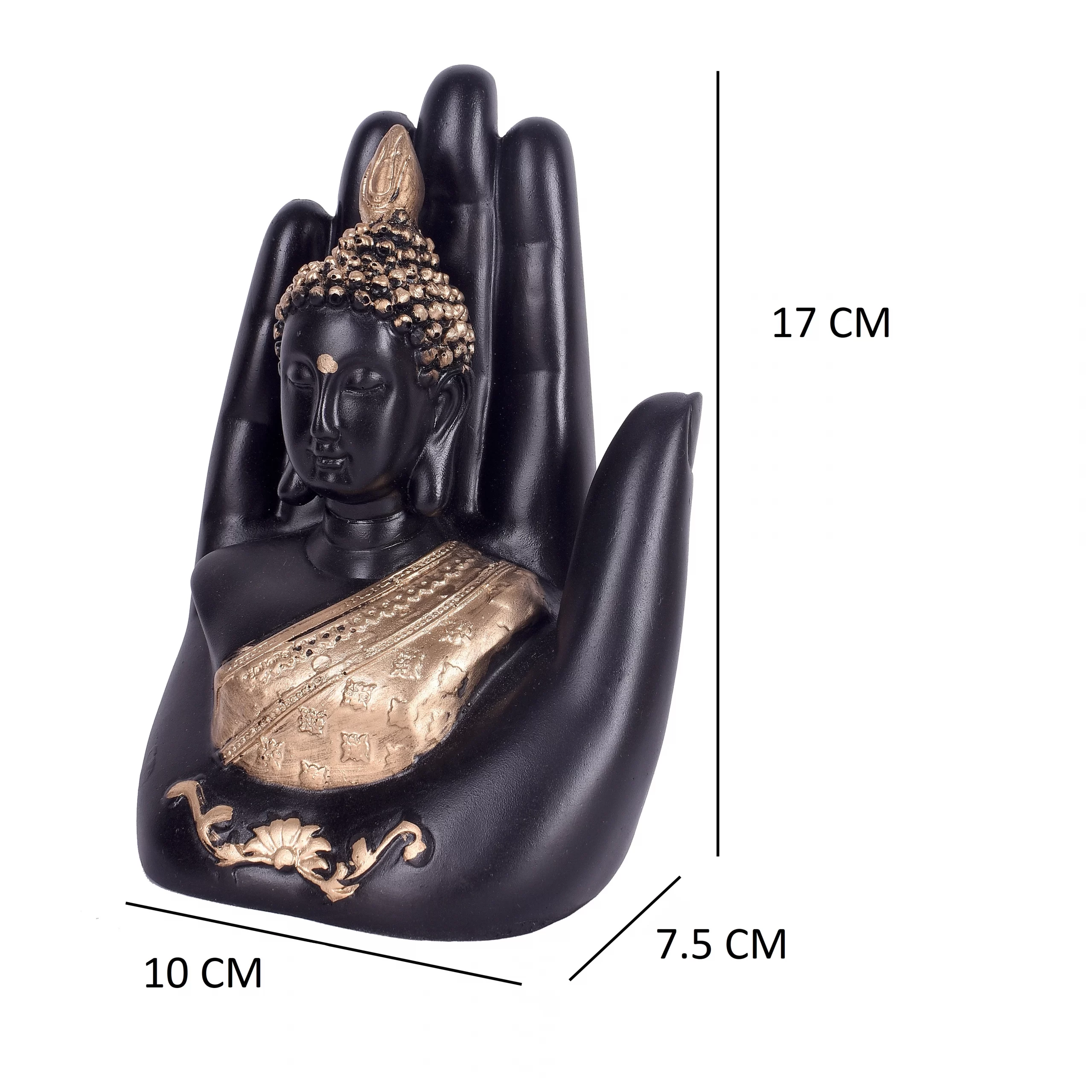 Palm Buddha Idol Polyresin Showpiece for Home Decor, Diwali Gifts, Office, Study Table - Image 5