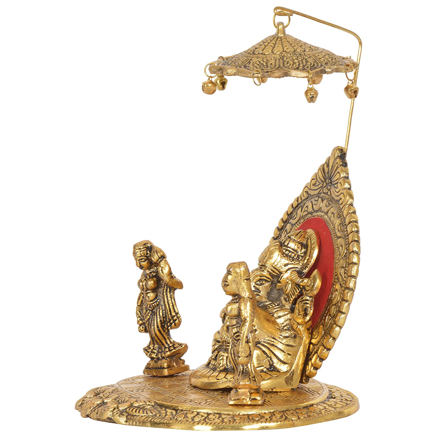 Metal Made Ganesh Murti at Singhashan with Ridhi Siddhi Idol - Image 3