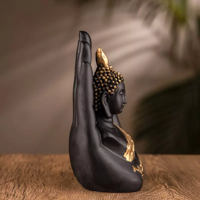 Palm Buddha Idol Polyresin Showpiece for Home Decor, Diwali Gifts, Office, Study Table - Image 3