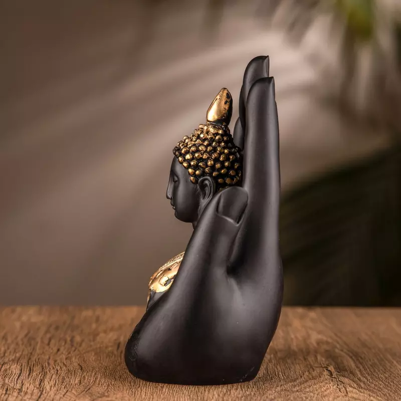 Palm Buddha Idol Polyresin Showpiece for Home Decor, Diwali Gifts, Office, Study Table - Image 2