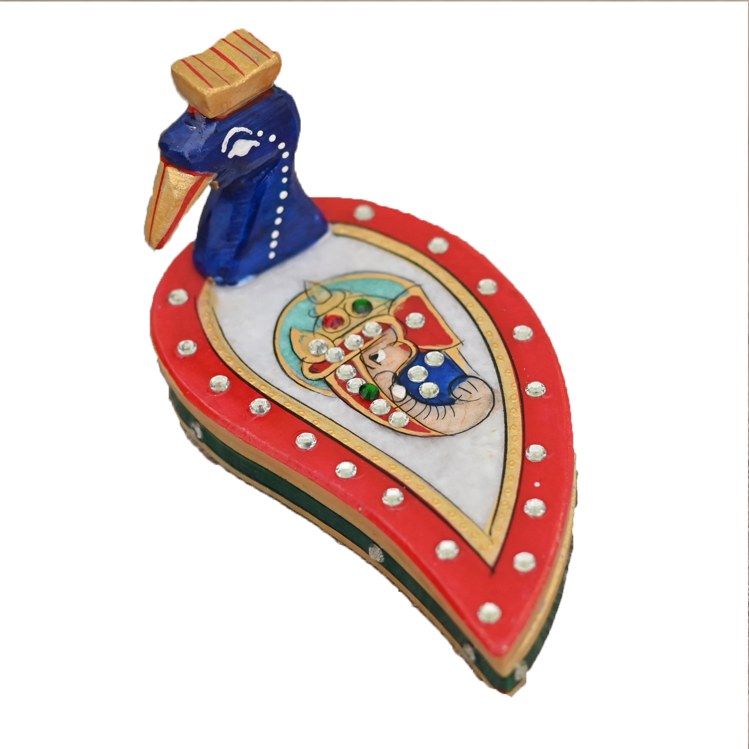 Marble Made Peacock Shape Roli Chawal Chopra Box for Puja Temple - Image 3