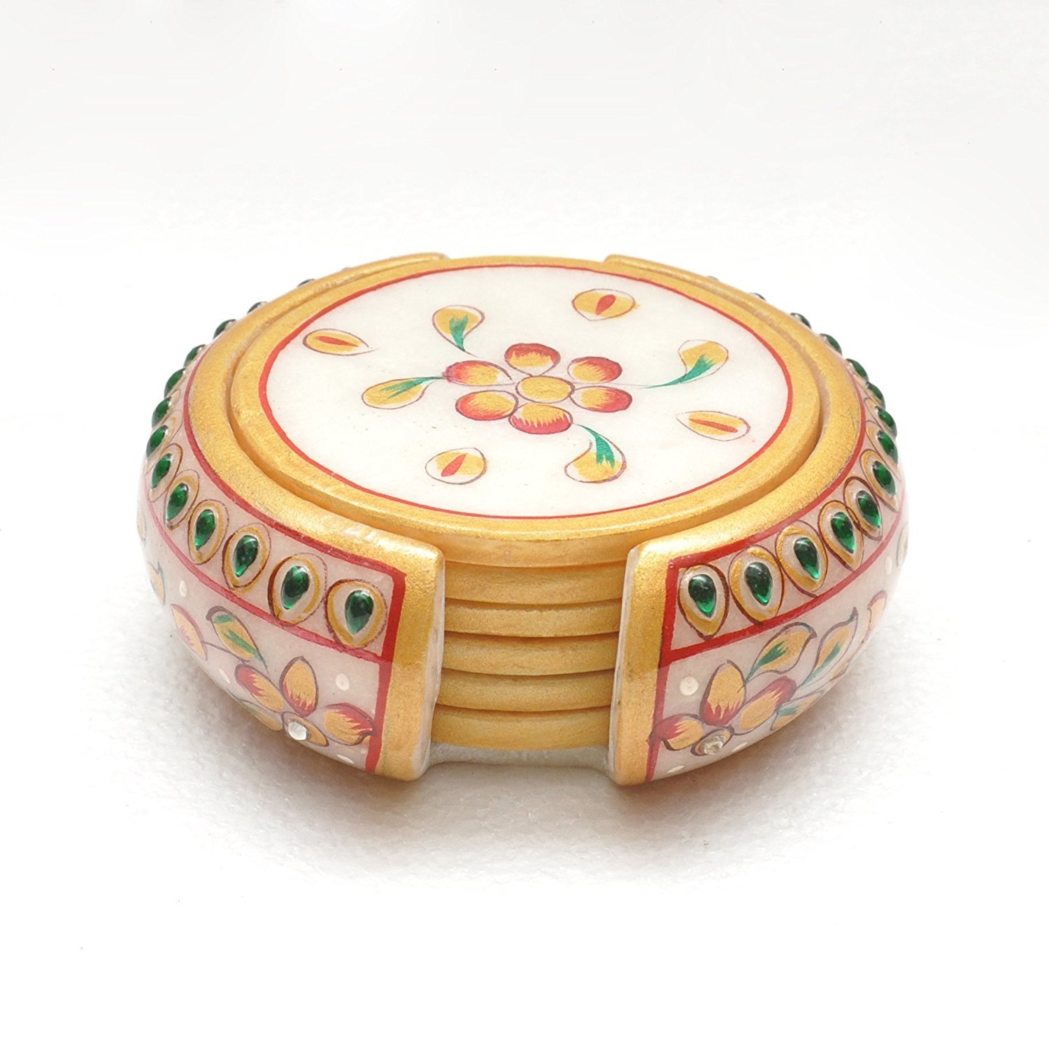 Marble Tea Coaster Set - 6 Coaster With 1 Holder - Image 3