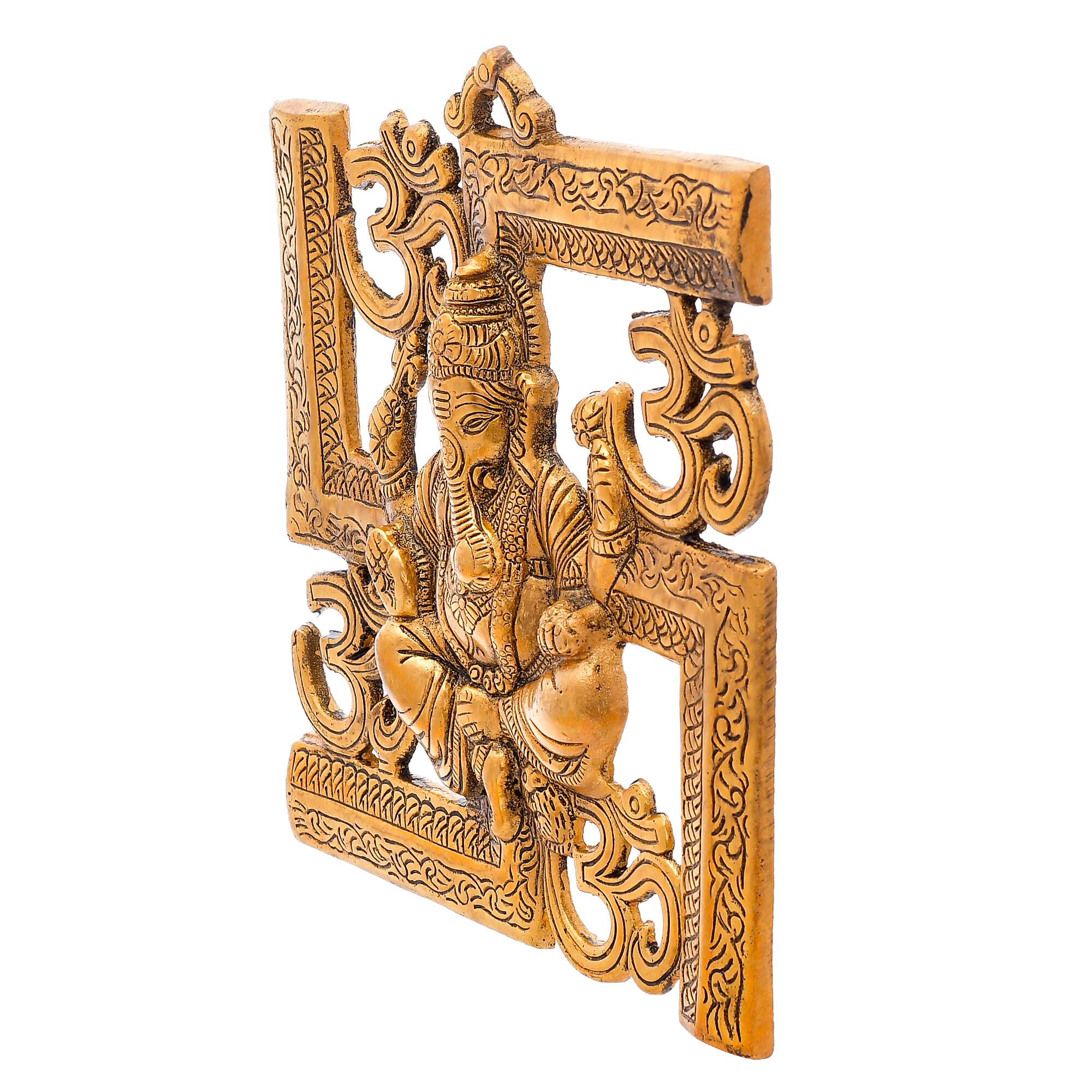 Metal Ganesha Om Swastika Wall Hanging Showpiece Figurine - Image 3