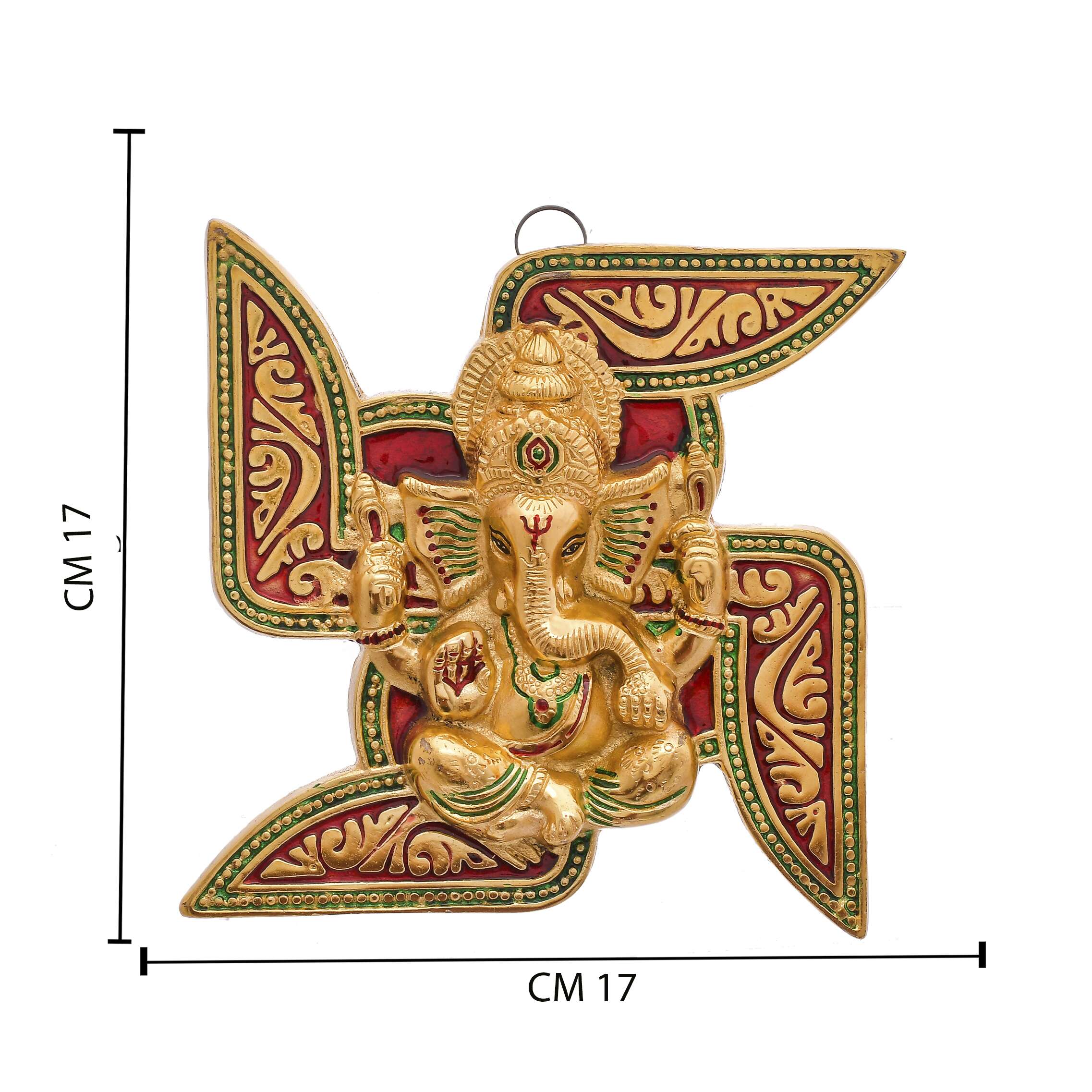 Craftam Alloy Metal Lord Ganesha Swastika Wall Hanging Showpiece Figurine | Metal Handcrafted Decorative Showpiece for Wall D?cor, Wall Hangings, Home D?cor, Diwali D?cor - Gold - Image 5