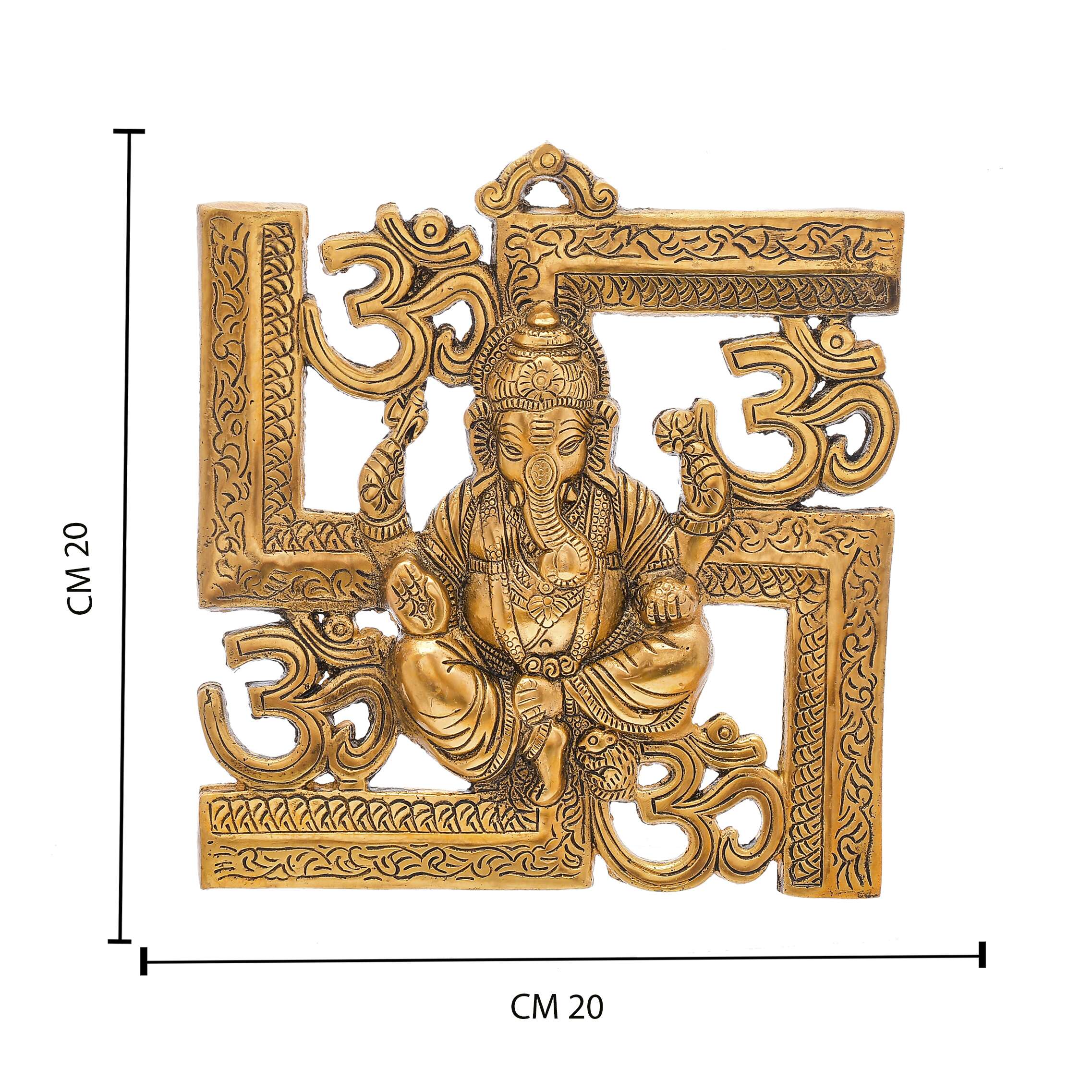 Metal Ganesha Om Swastika Wall Hanging Showpiece Figurine - Image 5