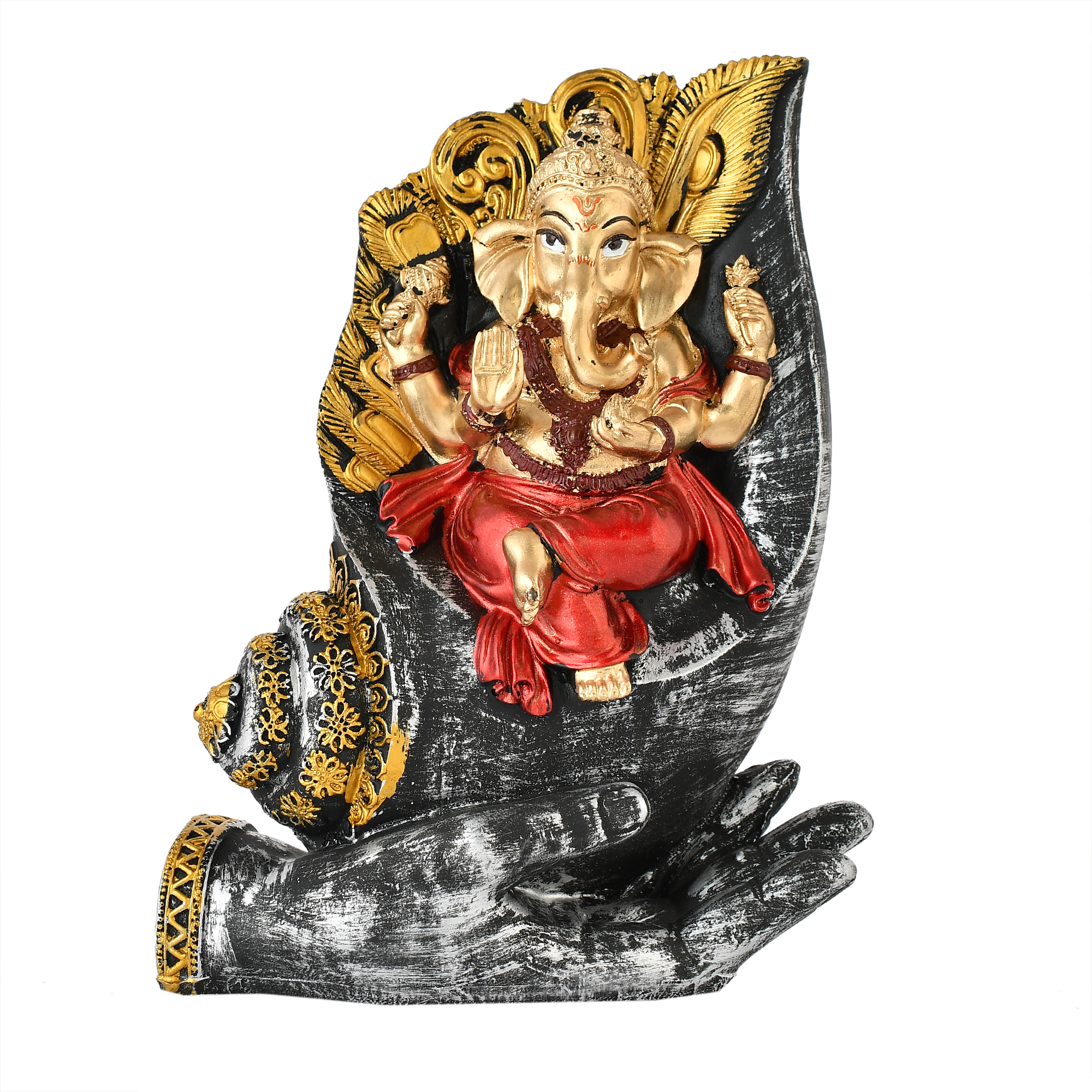 Ganesha Idol on Shank Palm Decorative Showpiece Figurine - Image 2