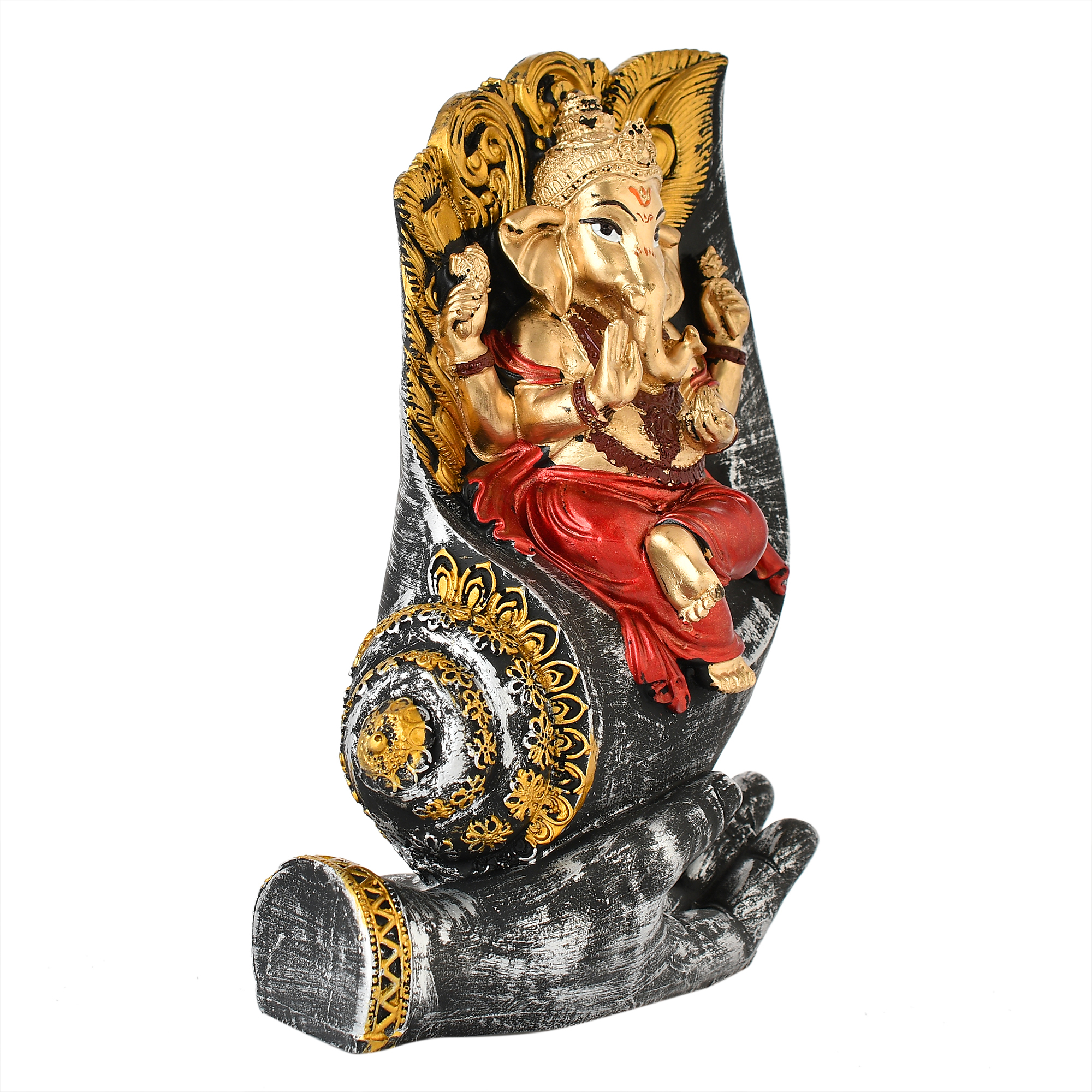 Ganesha Idol on Shank Palm Decorative Showpiece Figurine - Image 4