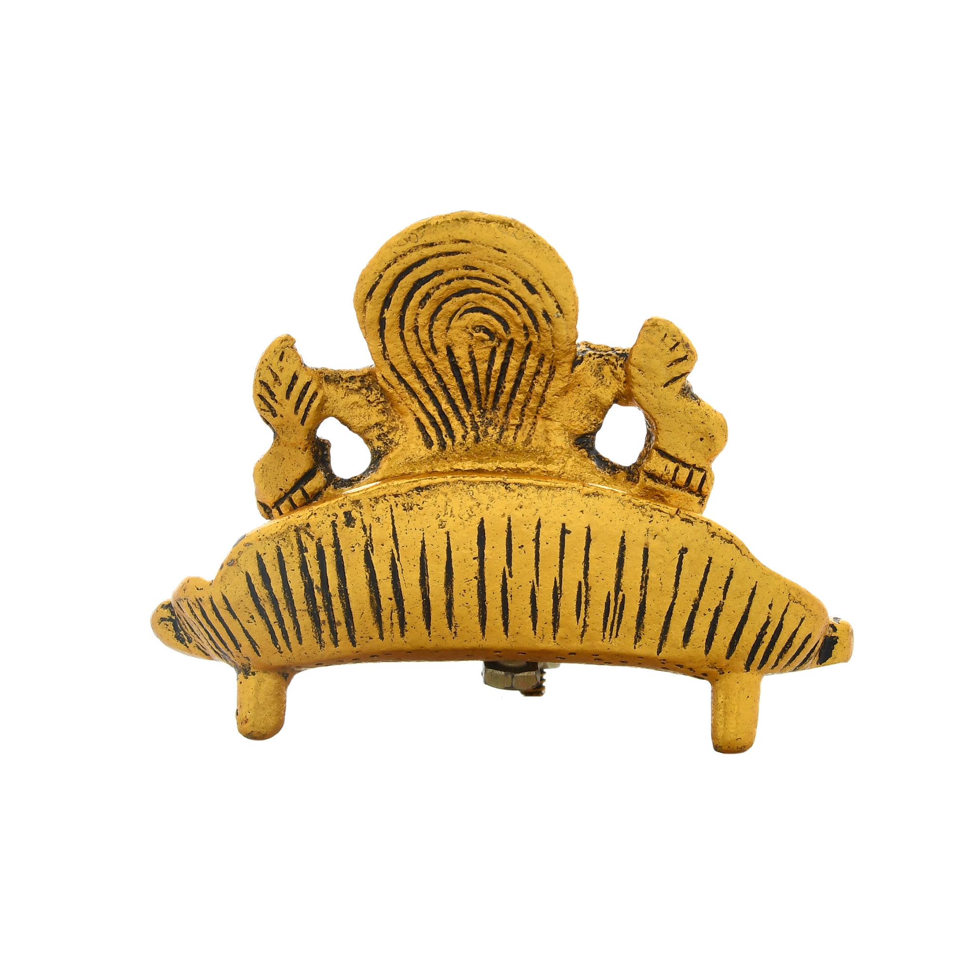 Ganesh idol for Gift : Metal Lord Ganesh on Leaf with Diya Figurine Showpiece - Image 5