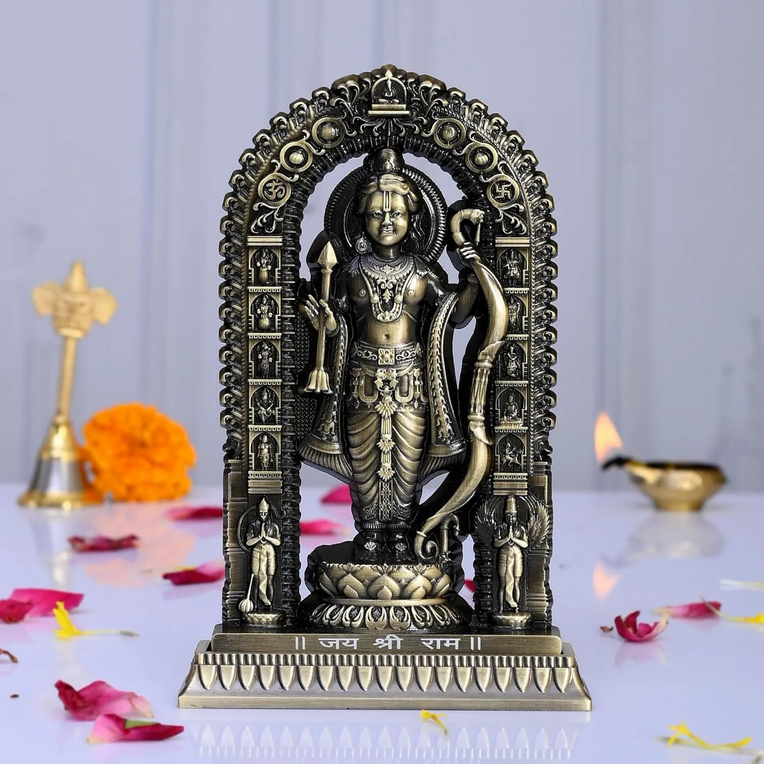 Metal Shree Ram Lalla Murti in Ayodhya Mandir Ramlalla Temple Idol Ram Lalla Statue for Pooja Home Decor (Hight : 6.5 Inch,Brass)