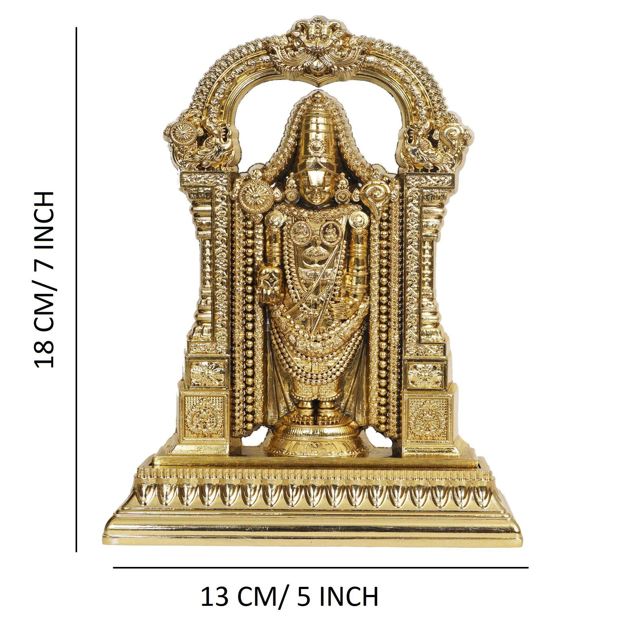 Metal Tirupati Balaji Idol for Pooja, Home Temple, Office Decor & Gift - Gold Plated Spiritual Showpiece - Image 5
