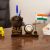 Wooden Ashok Stambh Shape Pen Stand with Table Clock & Flag for Office Use and Gift