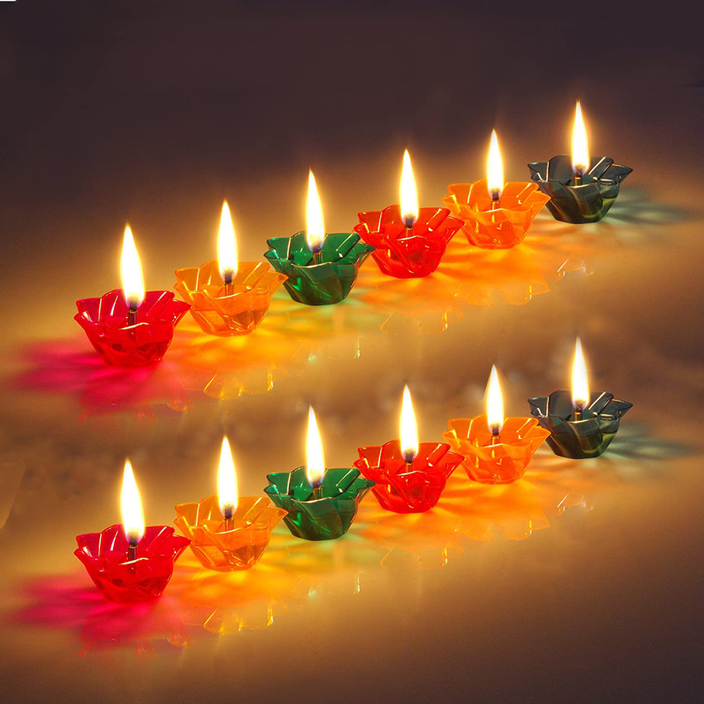 Transparent Floating Hard Plastic Diya For Home Decor, Diwali Decoration Gifts