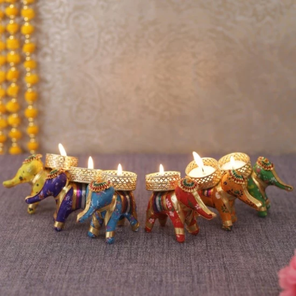 Elephant Tea Lights Holder Candle Stand for Home Decor & Diwali