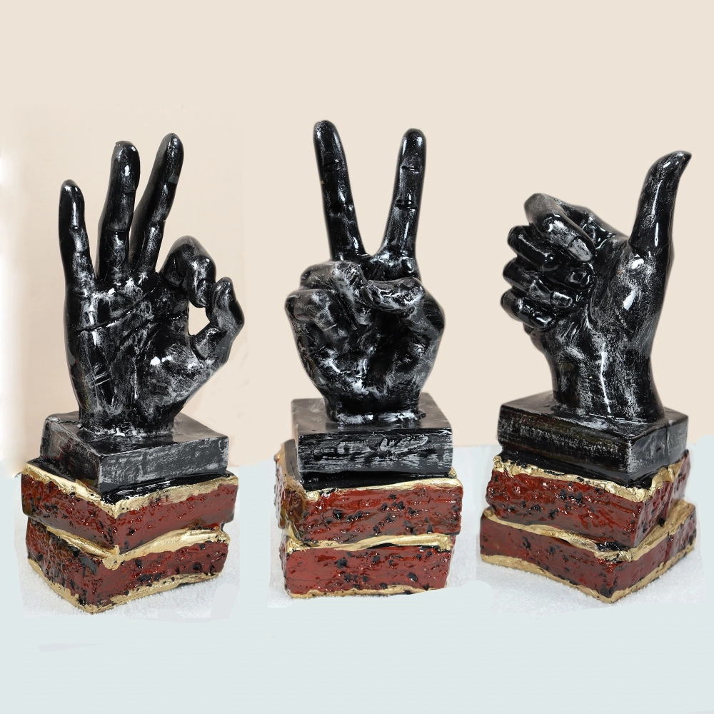 Home Decor Showpiece for living room- for Home Decor (Black Silver Glossy Finished, 9X7X21 cm)