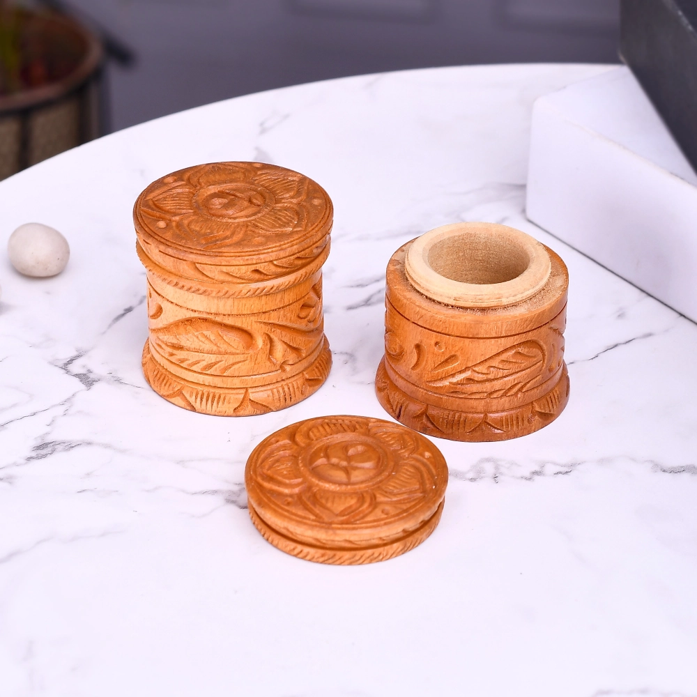 Craftam  Handcraft Wooden Sindoor Dani For Wedding, Kumkum Box Wedding Return Gifts for Women (Size 2 Inch)