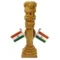 Wooden Ashok Stambh with 2 Flags & Clock for Home & Office Desk