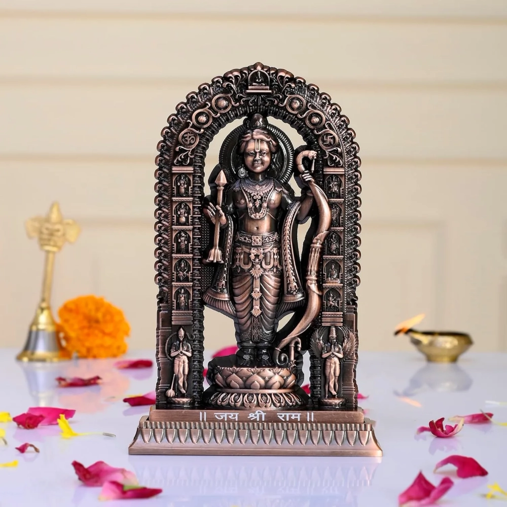 Metal Shree Ram Lalla Murti in Ayodhya Mandir Ramlalla Temple Idol Ram Lalla Statue for Pooja Home Decor (Hight : 6.5 Inch,Copper)