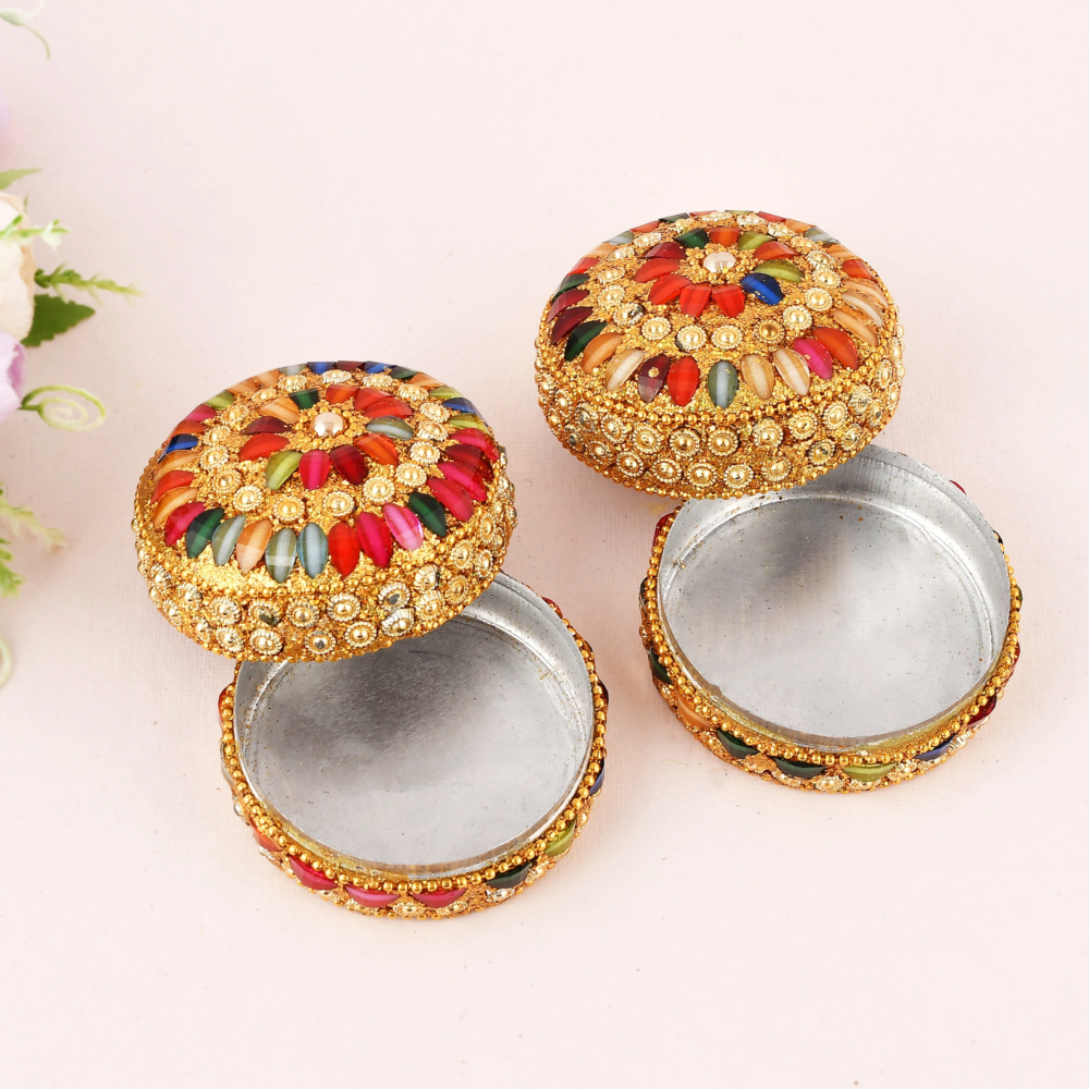 Craftam Decorative Jewelry Dibbi, Vanity Box, Sindoor Dabbi, Kumkum Box for Wedding (Pack of 1)